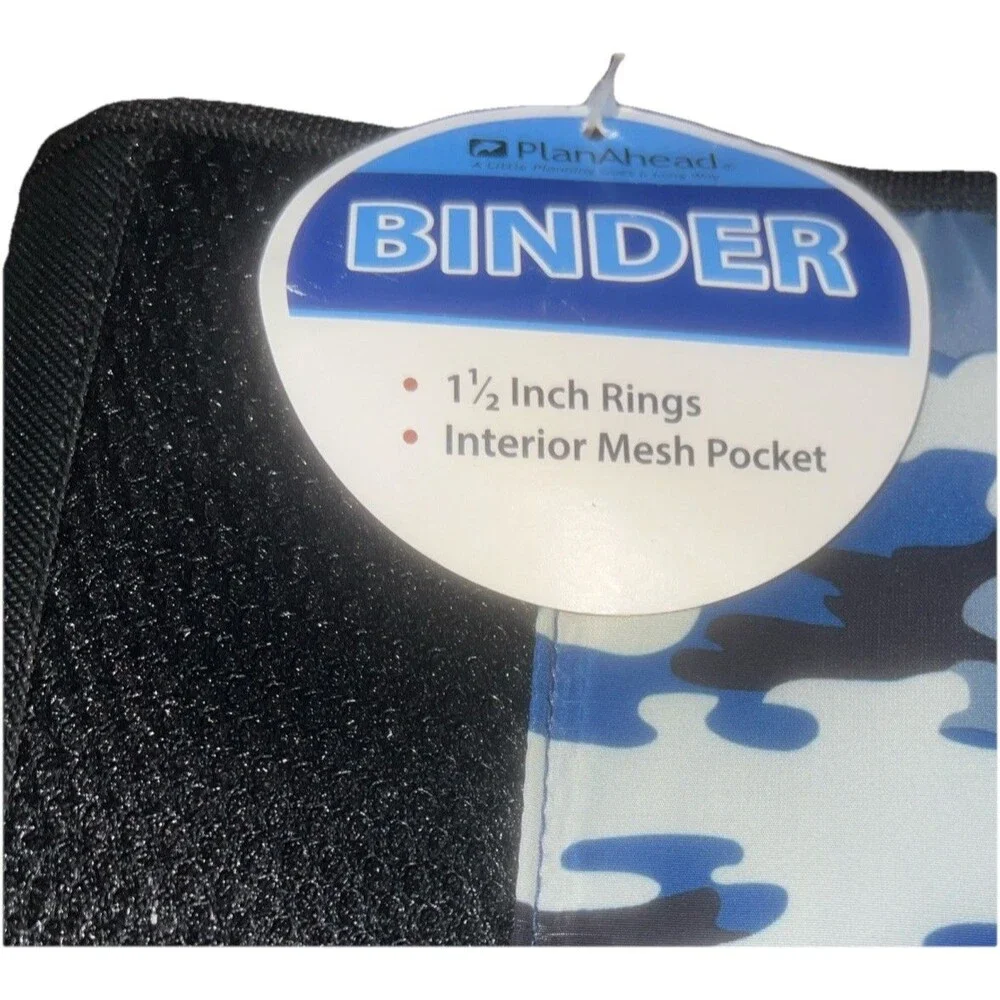1 1/2 Inch 3 Ring Binder With Interior Mesh Pocket And Zipper Closure Camo Print